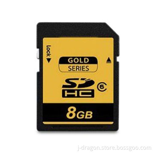 SDHC Card 8GB Class 6 with Black Gold Series and H2TEST Mark